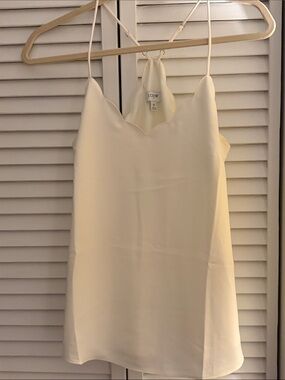 J. Crew Cream Scalloped Silk-Blend Cami